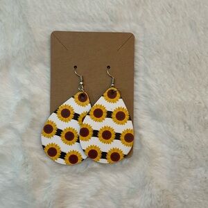 Sunflower Striped Wooden Earrings